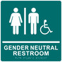 Square Bahama Blue ADA Braille Accessible Gender Neutral Restroom Sign CS621857