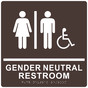 Square Dark Brown ADA Braille Accessible Gender Neutral Restroom Sign CS861817