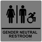 Square Gray Braille GENDER NEUTRAL RESTROOM Sign with Dynamic Accessibility Symbol - RRE-31036R-99_Black_on_Gray