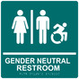 Square Bahama Blue Braille GENDER NEUTRAL RESTROOM Sign with Dynamic Accessibility Symbol - RRE-31036R-99_White_on_BahamaBlue