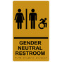 Gold Braille GENDER NEUTRAL RESTROOM Sign with Dynamic Accessibility Symbol RRE-31036R_Black_on_Gold