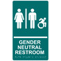 Bahama Blue Braille GENDER NEUTRAL RESTROOM Sign with Dynamic Accessibility Symbol RRE-31036R_White_on_BahamaBlue