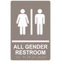 Taupe ADA Braille ALL GENDER RESTROOM Sign with Symbol RRE-31948_White_on_Taupe
