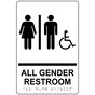 White ADA Braille Accessible ALL GENDER RESTROOM Sign with Symbol RRE-31960_Black_on_White
