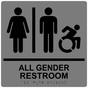 Square Gray Braille GENDER NEUTRAL RESTROOM Sign with Dynamic Accessibility Symbol - RRE-31960R-99_Black_on_Gray