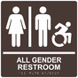 Square Dark Brown Braille GENDER NEUTRAL RESTROOM Sign with Dynamic Accessibility Symbol - RRE-31960R-99_White_on_DarkBrown