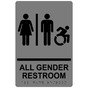 Gray Braille ALL GENDER RESTROOM Sign with Dynamic Accessibility Symbol RRE-31960R_Black_on_Gray