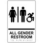 White Braille ALL GENDER RESTROOM Sign with Dynamic Accessibility Symbol RRE-31960R_Black_on_White