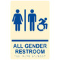 Ivory Braille ALL GENDER RESTROOM Sign with Dynamic Accessibility Symbol RRE-31960R_Blue_on_Ivory