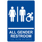 Blue Braille ALL GENDER RESTROOM Sign with Dynamic Accessibility Symbol RRE-31960R_White_on_Blue