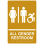 Gold Braille ALL GENDER RESTROOM Sign with Dynamic Accessibility Symbol RRE-31960R_White_on_Gold