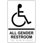 White ADA Braille Accessible ALL GENDER RESTROOM Sign with Symbol RRE-35205-Black_on_White