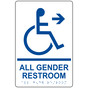 White ADA Braille Accessible ALL GENDER RESTROOM Right Sign with Symbol RRE-35206-Blue_on_White