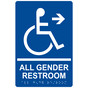 Blue ADA Braille Accessible ALL GENDER RESTROOM Right Sign with Symbol RRE-35206-White_on_Blue