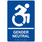 Blue Braille GENDER NEUTRAL Sign with Dynamic Accessibility Symbol RRE-35211R-White_on_Blue
