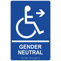 Blue ADA Braille Accessible GENDER NEUTRAL Right Sign with Symbol RRE-35212-White_on_Blue