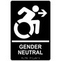 Black Braille GENDER NEUTRAL Right Sign with Dynamic Accessibility Symbol RRE-35212R-White_on_Black