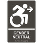 Charcoal Gray Braille GENDER NEUTRAL Right Sign with Dynamic Accessibility Symbol RRE-35212R-White_on_CharcoalGray