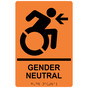 Orange Braille GENDER NEUTRAL Left Sign with Dynamic Accessibility Symbol RRE-35213R-Black_on_Orange