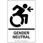 White Braille GENDER NEUTRAL Left Sign with Dynamic Accessibility Symbol RRE-35213R-Black_on_White