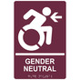 Burgundy Braille GENDER NEUTRAL Left Sign with Dynamic Accessibility Symbol RRE-35213R-White_on_Burgundy