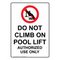 Portrait ADA Do Not Climb On Pool Sign With Symbol NHEP-16961