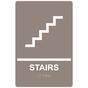 Taupe ADA Braille STAIRS Sign with Symbol RRE-220_White_on_Taupe