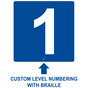 Square Blue ADA Braille Sign With CUSTOM TEXT RRE-675-CUSTOM_White_on_Blue