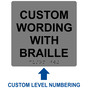 Square Gray ADA Braille Sign With CUSTOM TEXT RRE-680-CUSTOM_Black_on_Gray