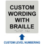 Square Pearl Gray ADA Braille Sign With CUSTOM TEXT RRE-680-CUSTOM_Black_on_PearlGray