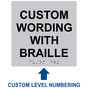 Square Silver ADA Braille Sign With CUSTOM TEXT RRE-680-CUSTOM_Black_on_Silver