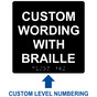 Square Black ADA Braille Sign With CUSTOM TEXT RRE-680-CUSTOM_White_on_Black