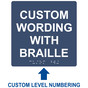 Square Navy ADA Braille Sign With CUSTOM TEXT RRE-680-CUSTOM_White_on_Navy