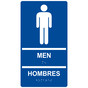 Blue ADA Braille MEN - HOMBRES Restroom Sign RRB-145_White_on_Blue
