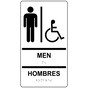 White ADA Braille MEN - HOMBRES Accesible Restroom Sign RRB-150_Black_on_White