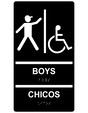 Black ADA Braille BOYS - CHICOS Accessible Restroom Sign RRB-160_White_on_Black