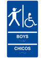 Blue ADA Braille BOYS - CHICOS Accessible Restroom Sign RRB-160_White_on_Blue