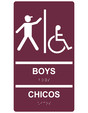 Burgundy ADA Braille BOYS - CHICOS Accessible Restroom Sign RRB-160_White_on_Burgundy