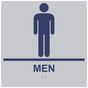 Square Silver ADA Braille MEN Sign - RRE-145-99_MarineBlue_on_Silver