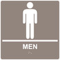 Square Taupe ADA Braille MEN Sign - RRE-145-99_White_on_Taupe