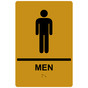 Gold ADA Braille MEN Restroom Sign with Symbol RRE-145_Black_on_Gold