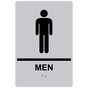 Silver ADA Braille MEN Restroom Sign with Symbol RRE-145_Black_on_Silver