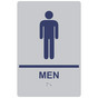 Silver ADA Braille MEN Restroom Sign with Symbol RRE-145_MarineBlue_on_Silver