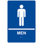 Blue ADA Braille MEN Restroom Sign with Symbol RRE-145_White_on_Blue