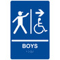 Blue ADA Braille Accessible BOYS Right Sign with Symbol RRE-14768_White_on_Blue