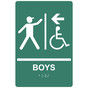 Pine Green ADA Braille BOYS Left Sign with Symbol RRE-14769_White_on_PineGreen