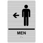 Brushed Silver ADA Braille MEN Restroom Left Sign RRE-14804_Black_on_BrushedSilver