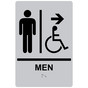 Silver ADA Braille MEN Accessible Restroom Right Sign RRE-14805_Black_on_Silver