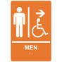 Orange ADA Braille MEN Accessible Restroom Right Sign RRE-14805_White_on_Orange