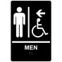 Black ADA Braille MEN Accessible Restroom Left Sign RRE-14806_White_on_Black